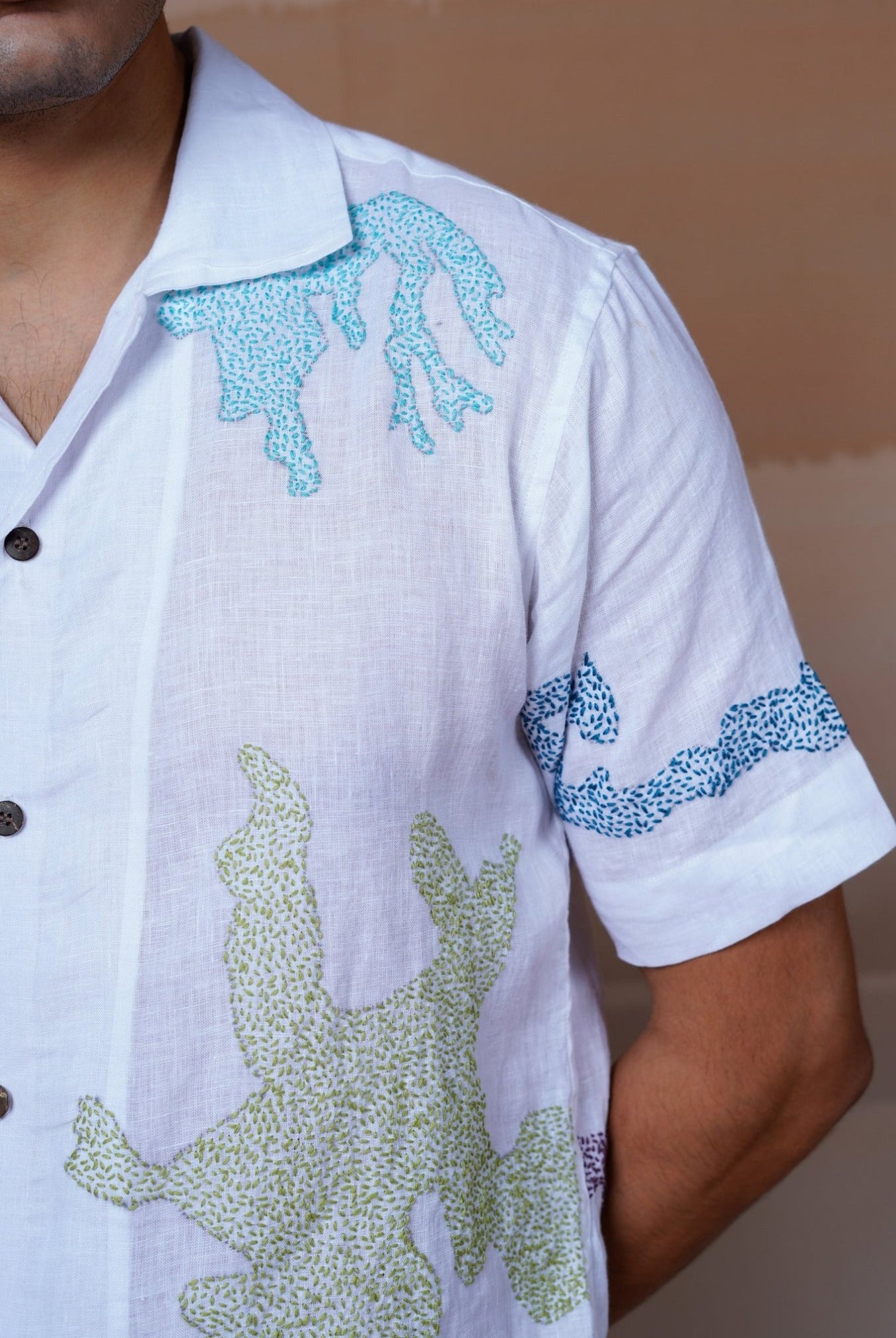 Canvas of Colours 2.0 - Hand Embroidered Unisex Linen Shirt - CiceroniShirtsCultura Studio