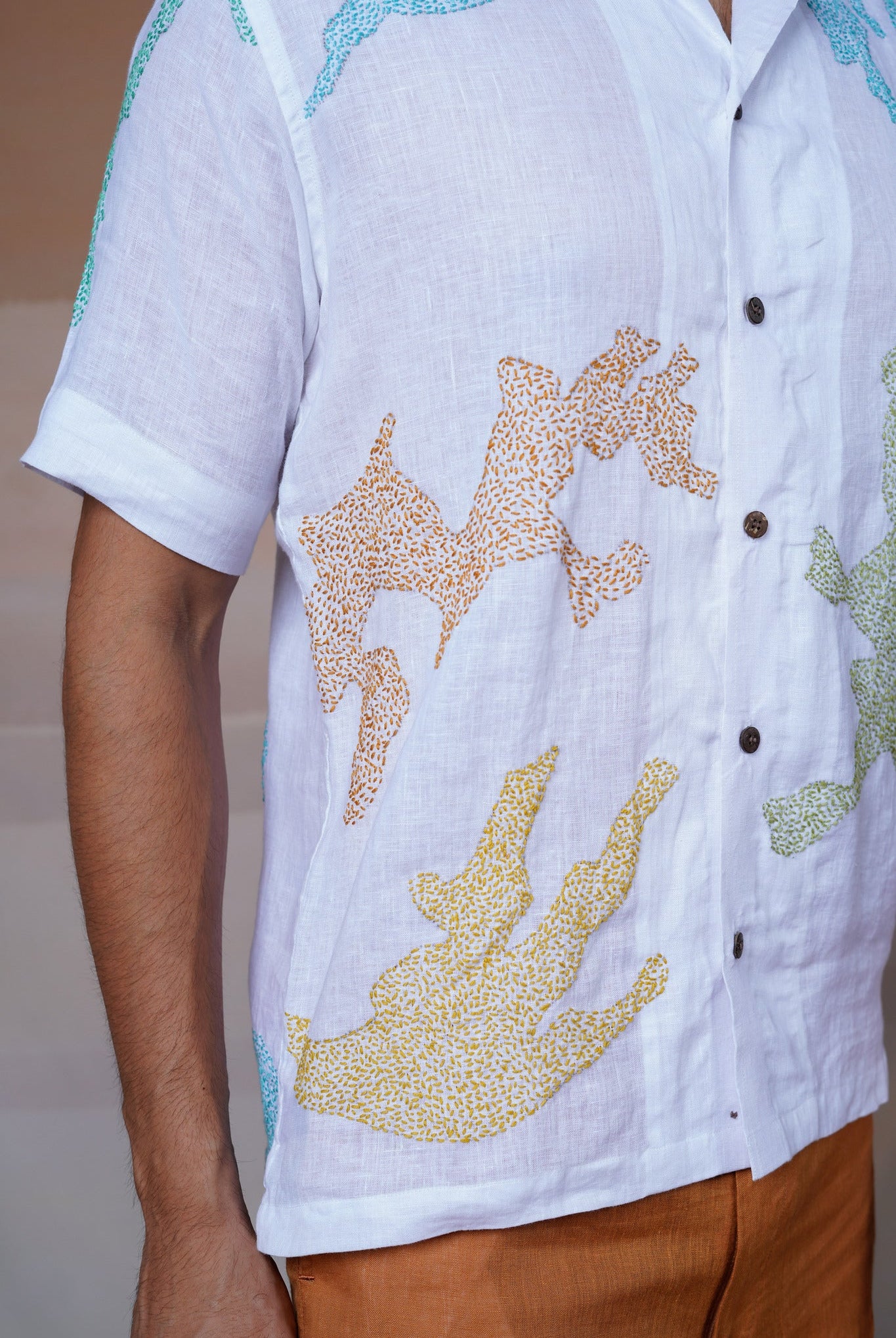 Canvas of Colours 2.0 - Hand Embroidered Unisex Linen Shirt - CiceroniShirtsCultura Studio