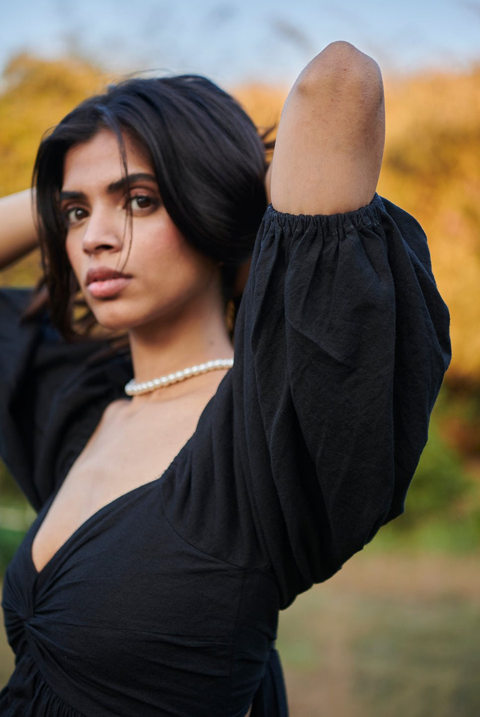 Carbon Co - Linen Front Twist Dress - CiceroniDressesSaphed