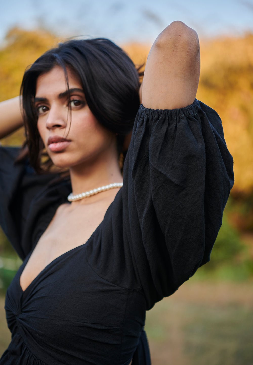 Carbon Co - Linen Front Twist Dress - CiceroniDressesSaphed