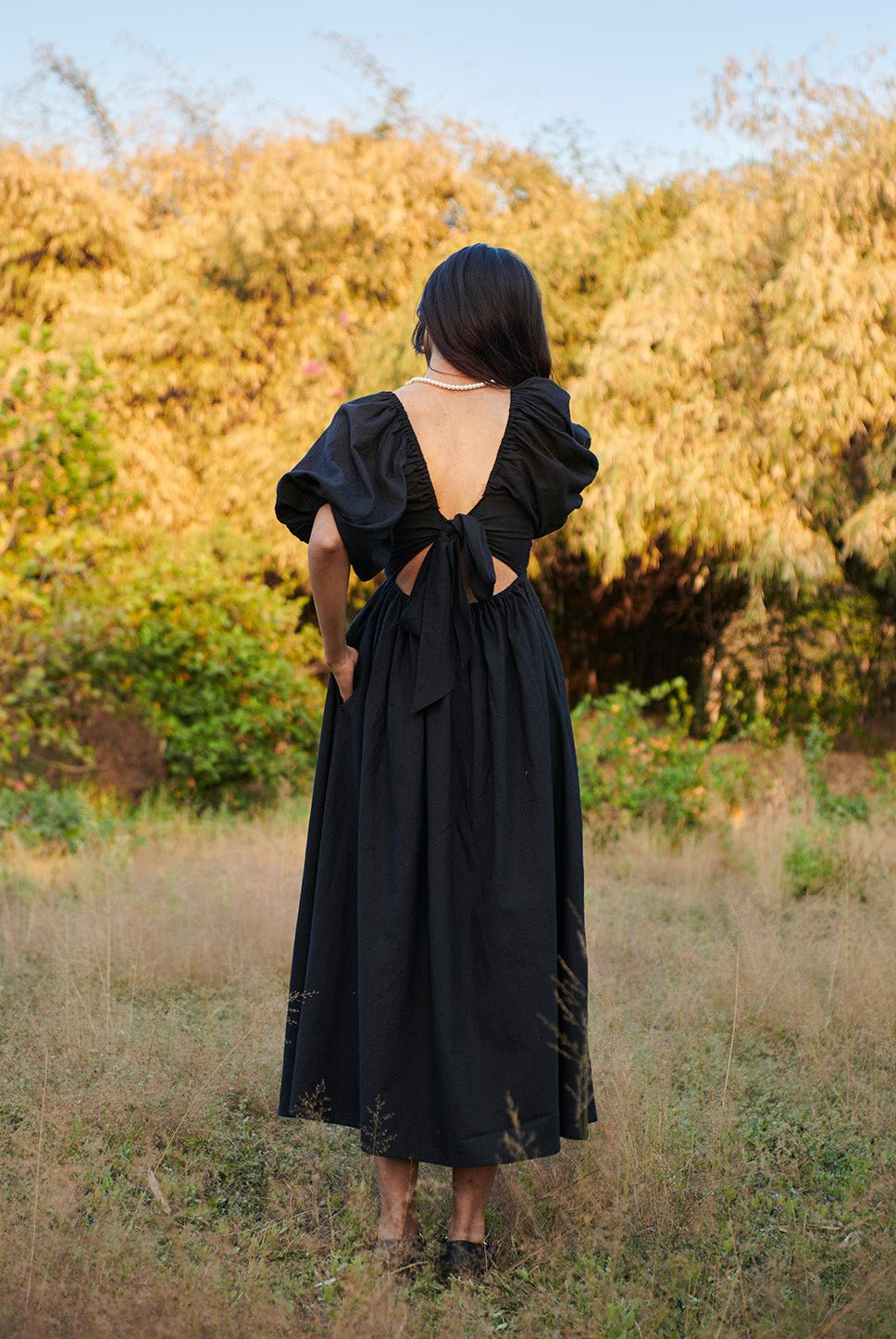 Carbon Co - Linen Front Twist Dress - CiceroniDressesSaphed