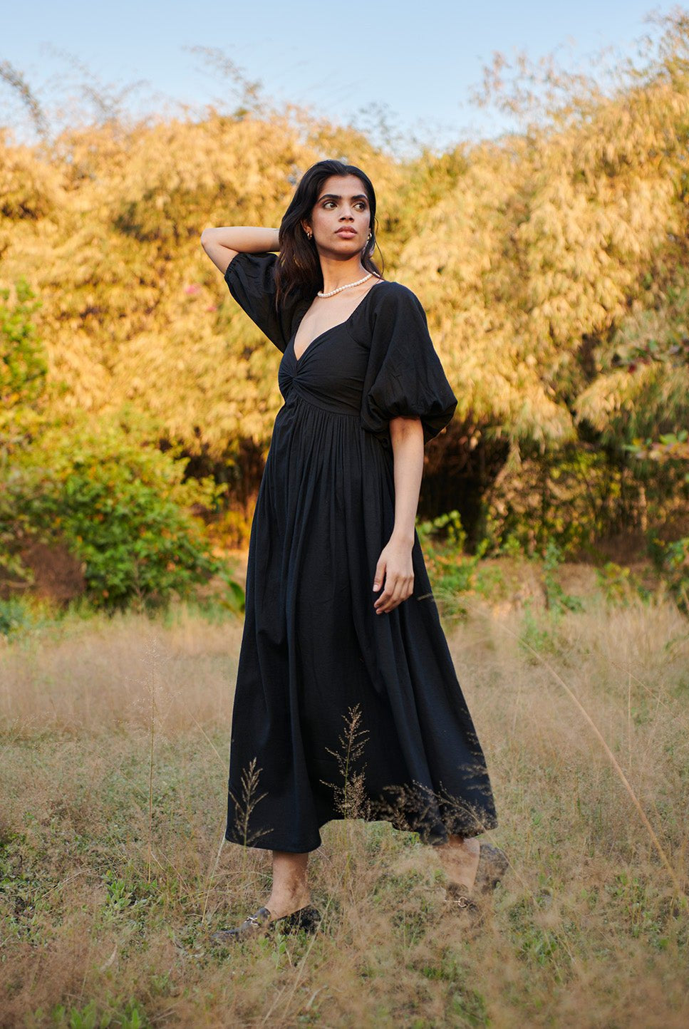 Carbon Co - Linen Front Twist Dress - CiceroniDressesSaphed