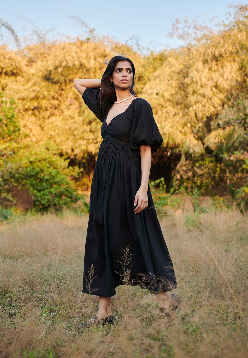 Carbon Co - Linen Front Twist Dress - CiceroniDressesSaphed