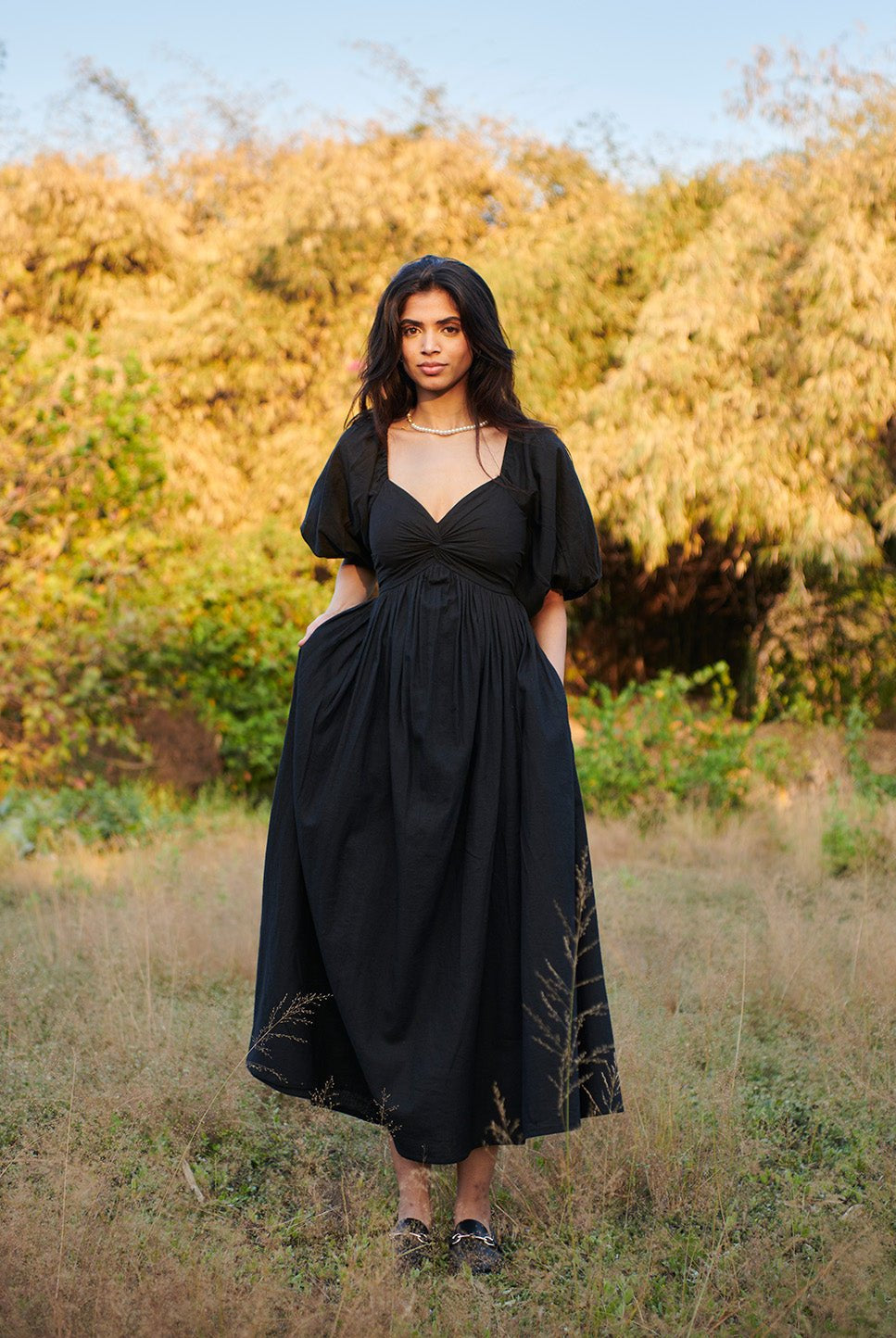 Carbon Co - Linen Front Twist Dress - CiceroniDressesSaphed