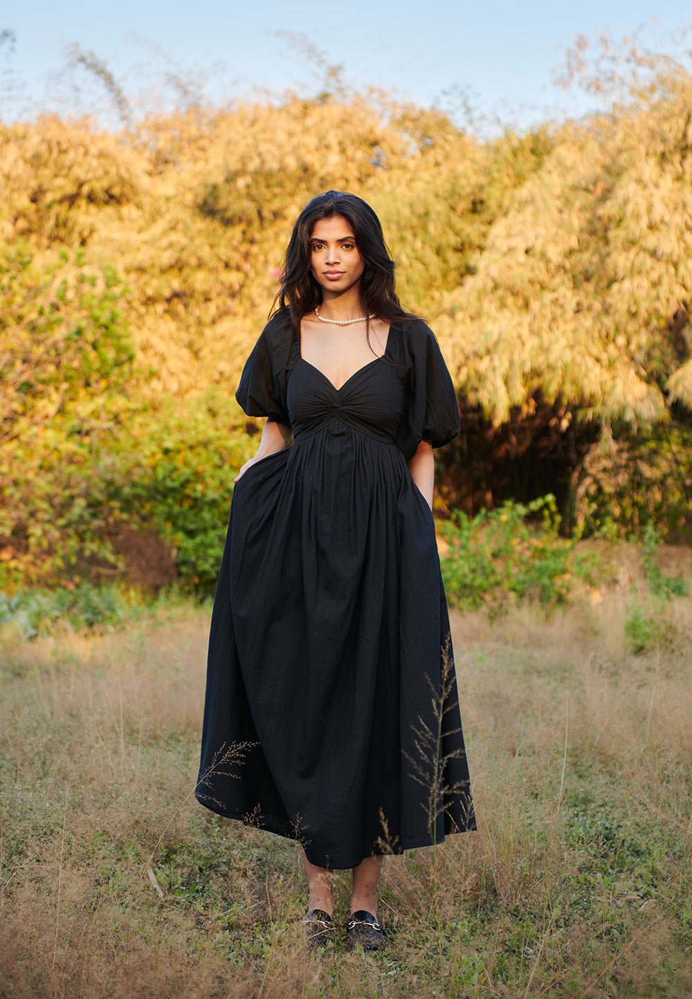 Carbon Co - Linen Front Twist Dress - CiceroniDressesSaphed