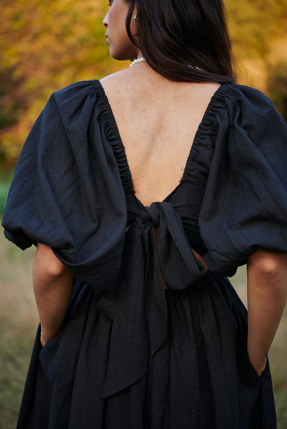 Carbon Co - Linen Front Twist Dress - CiceroniDressesSaphed