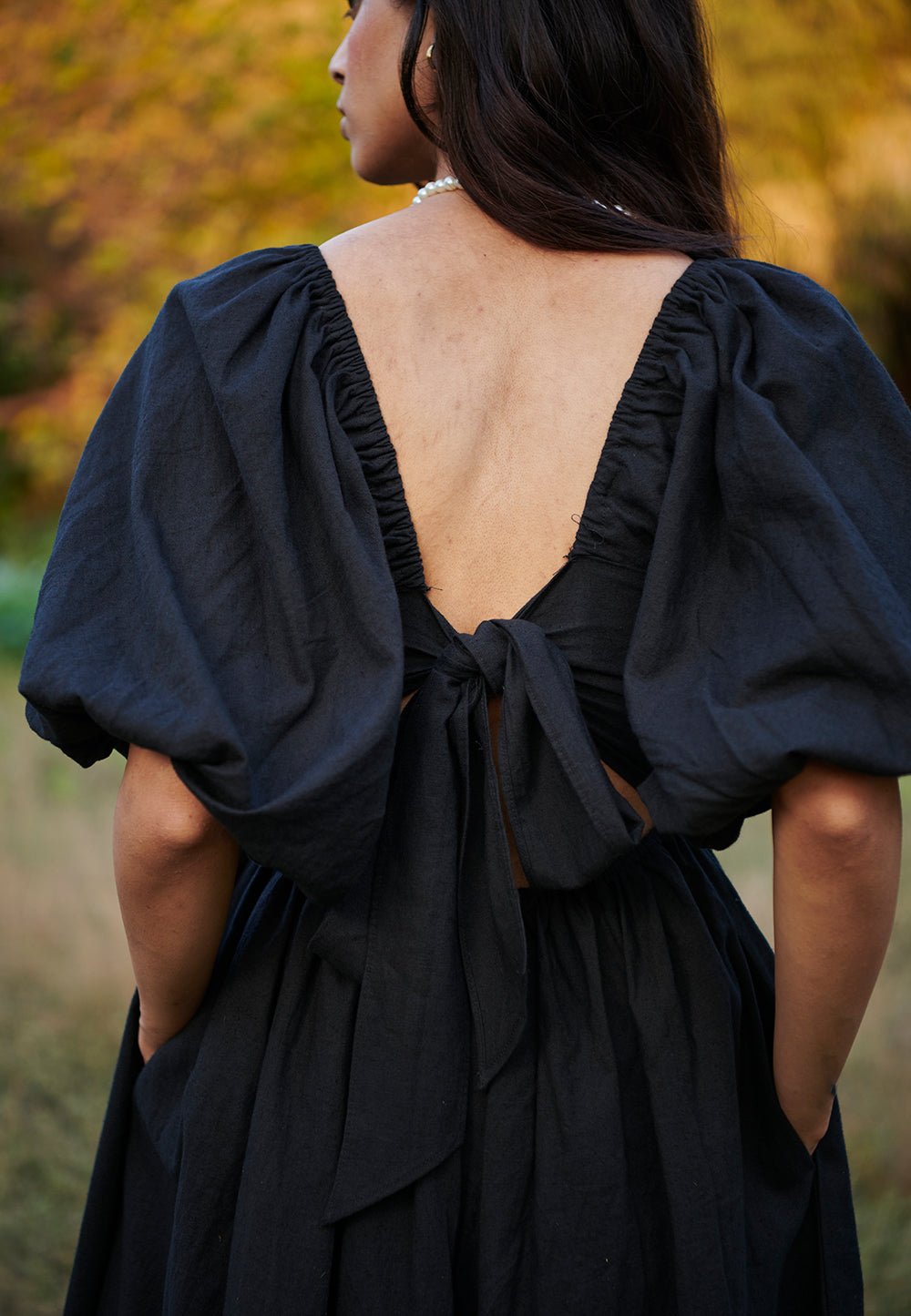 Carbon Co - Linen Front Twist Dress - CiceroniDressesSaphed