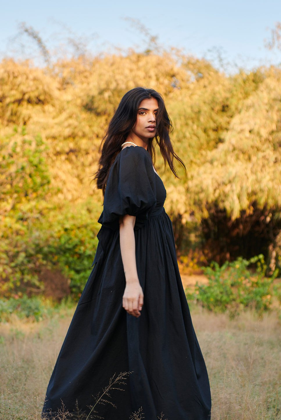 Carbon Co - Linen Front Twist Dress - CiceroniDressesSaphed