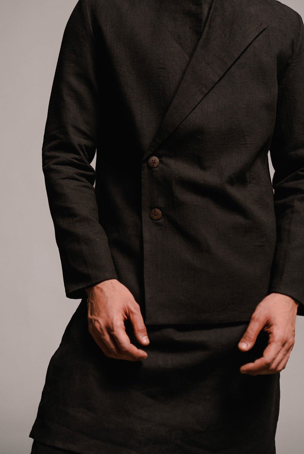 Carbon Co - Linen Men's Bandhgala Jacket - CiceroniJacketsSaphed