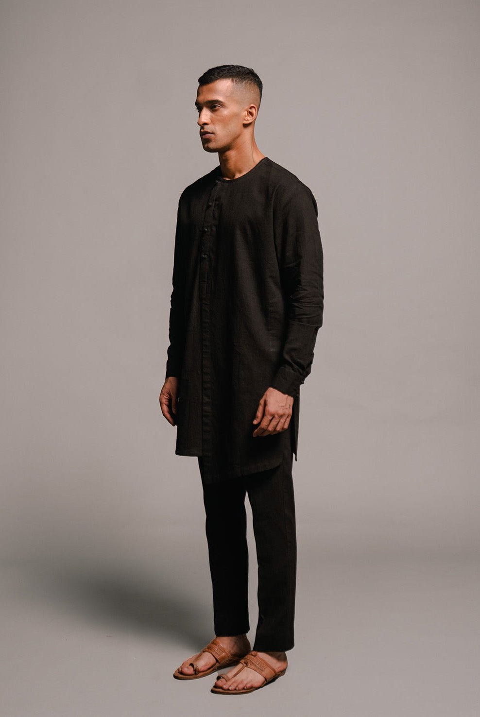 Carbon Co - Linen Men's Side Open Kurta Set - CiceroniKurta Set, Festive WearSaphed