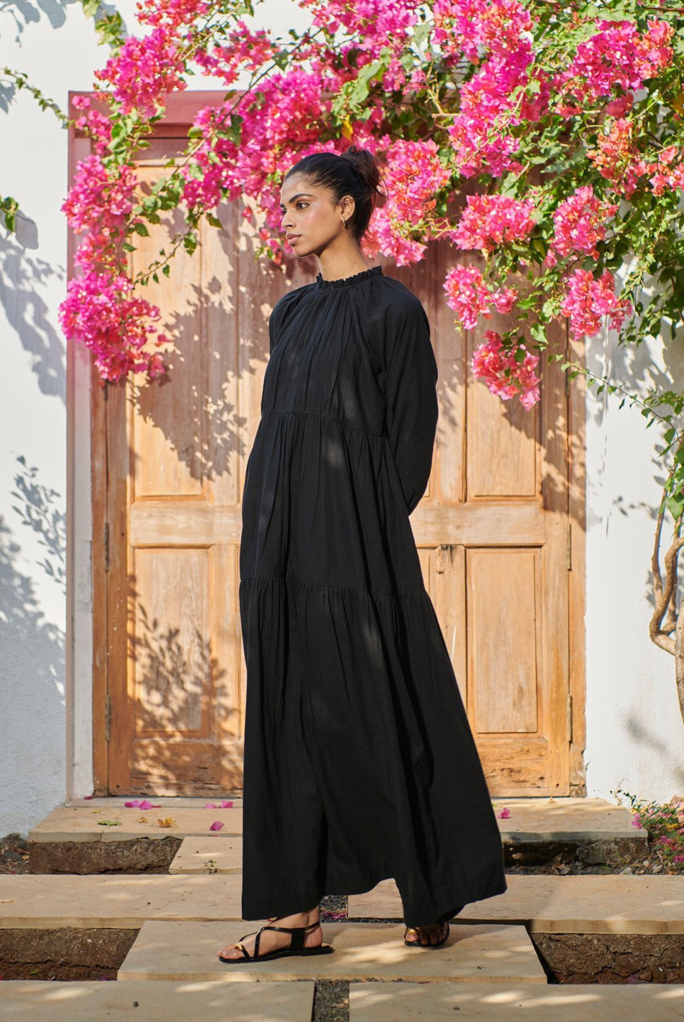 Carbon Co - Linen Three Tiered Dress - CiceroniDressesSaphed