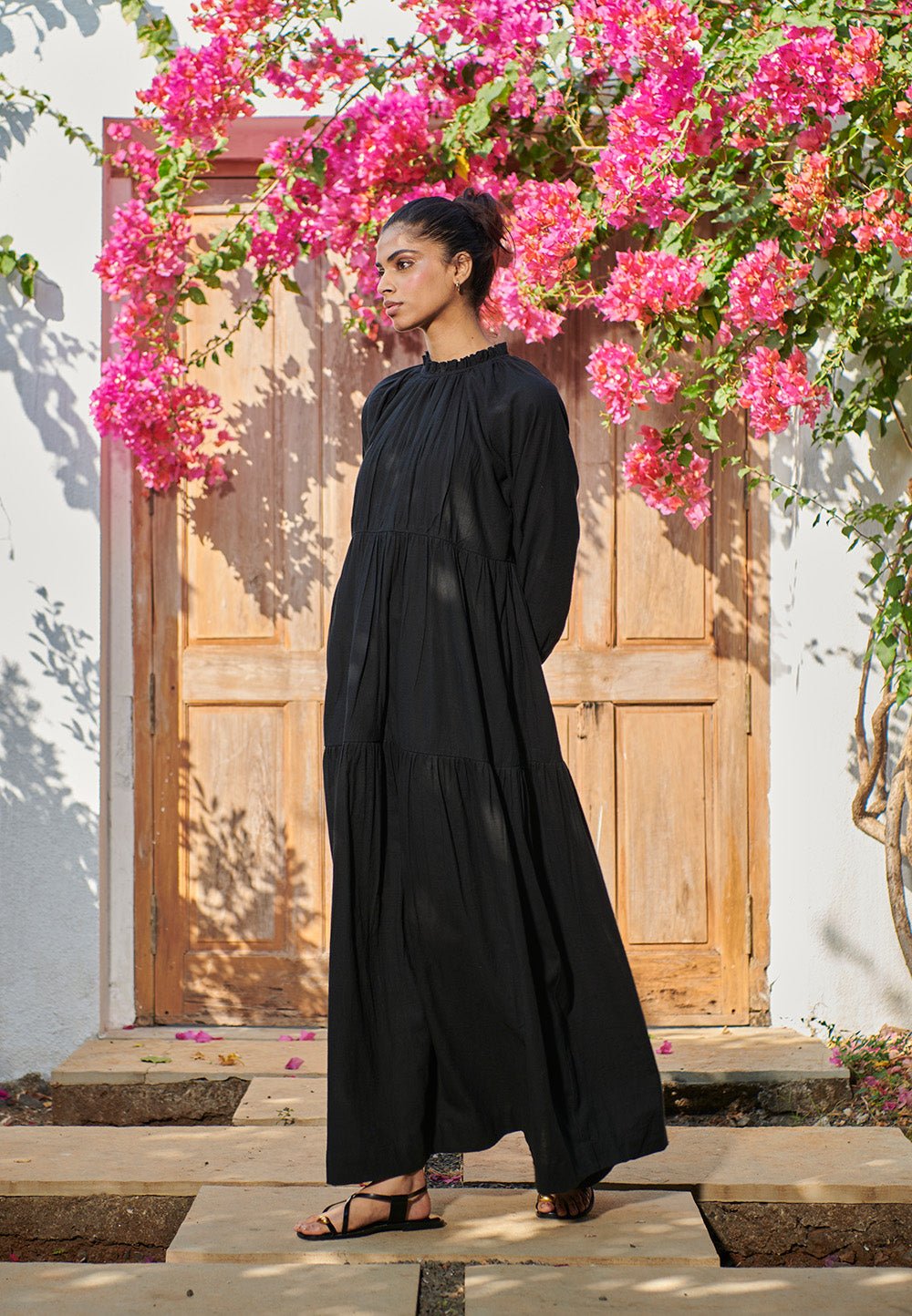 Carbon Co - Linen Three Tiered Dress - CiceroniDressesSaphed