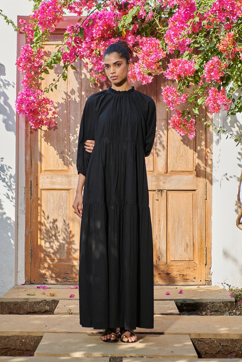 Carbon Co - Linen Three Tiered Dress - CiceroniDressesSaphed