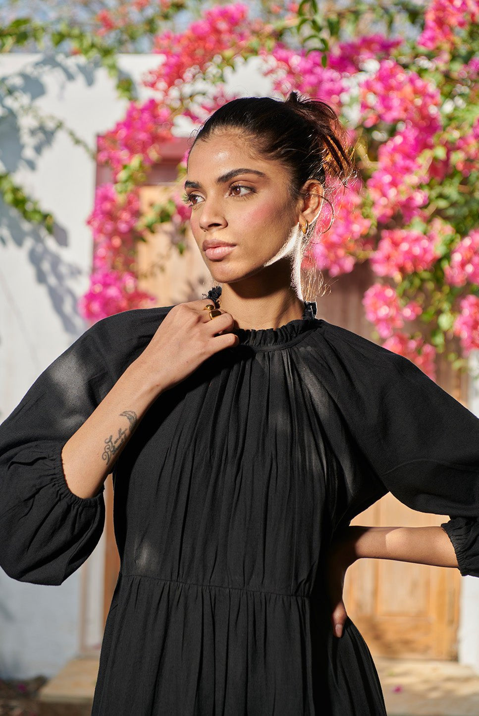 Carbon Co - Linen Three Tiered Dress - CiceroniDressesSaphed