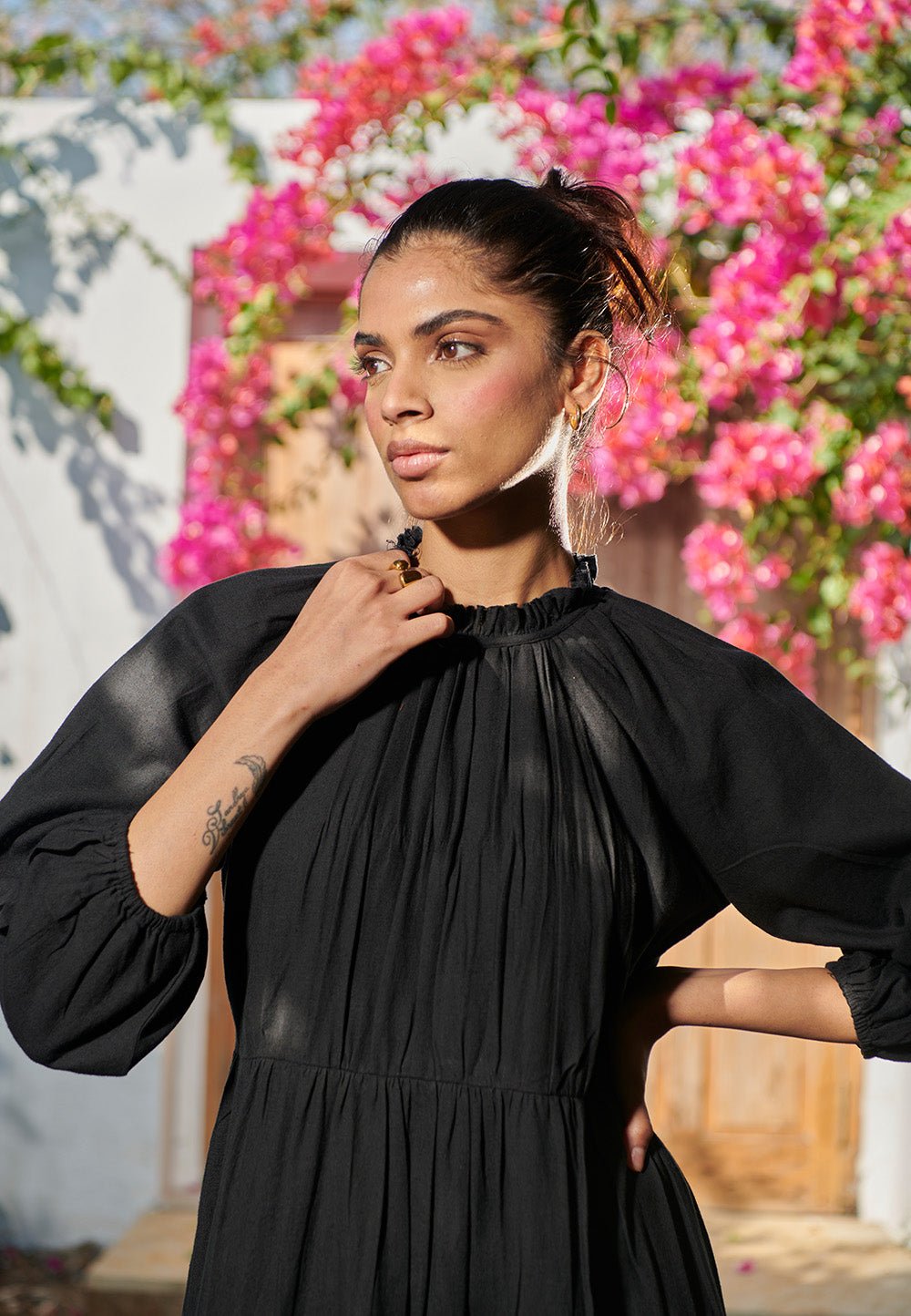 Carbon Co - Linen Three Tiered Dress - CiceroniDressesSaphed