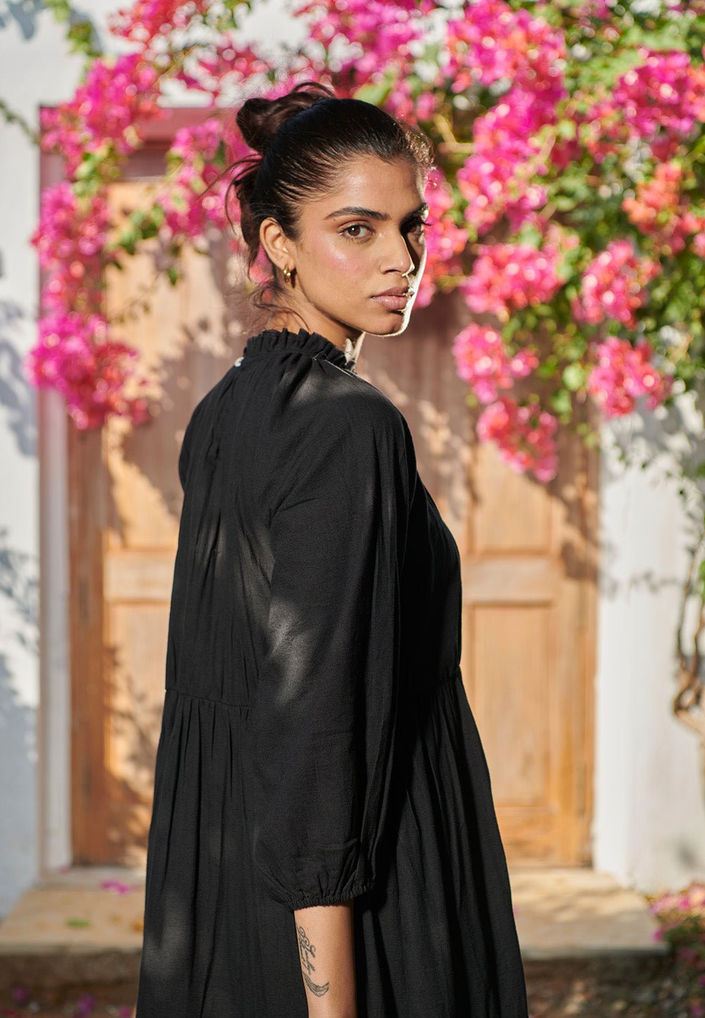 Carbon Co - Linen Three Tiered Dress - CiceroniDressesSaphed