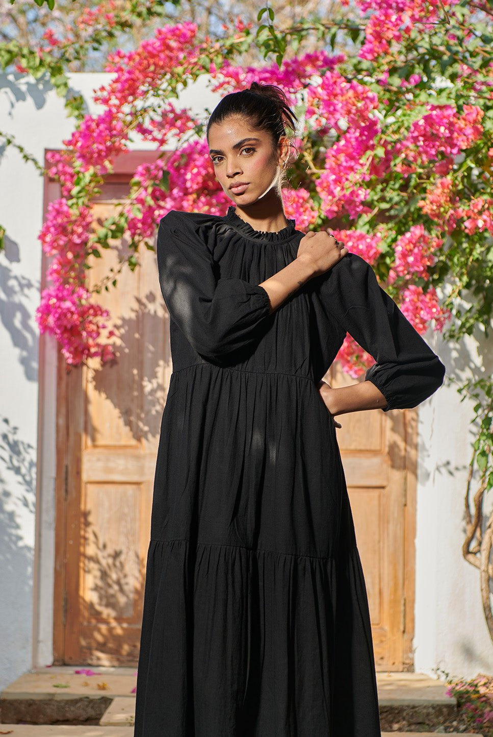 Carbon Co - Linen Three Tiered Dress - CiceroniDressesSaphed