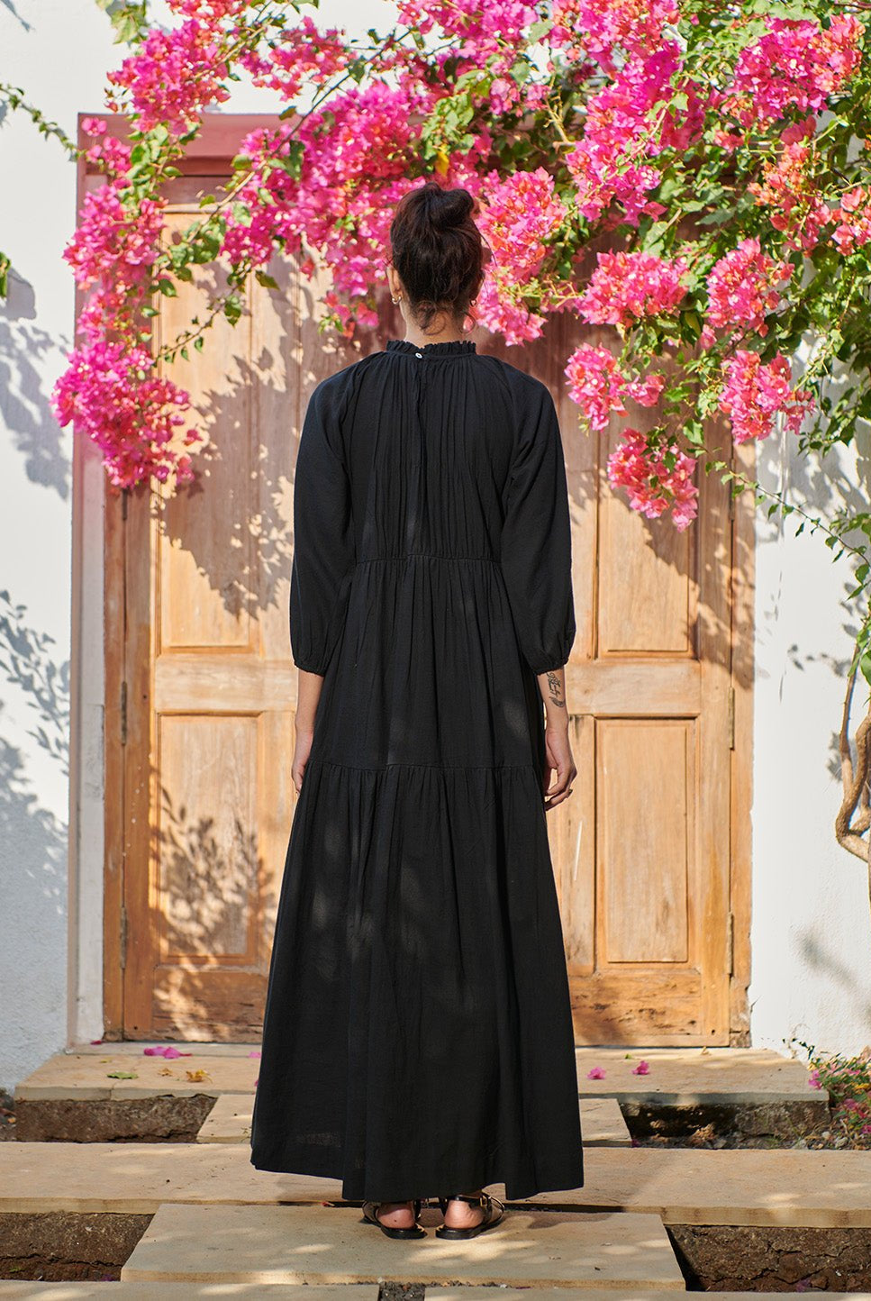 Carbon Co - Linen Three Tiered Dress - CiceroniDressesSaphed