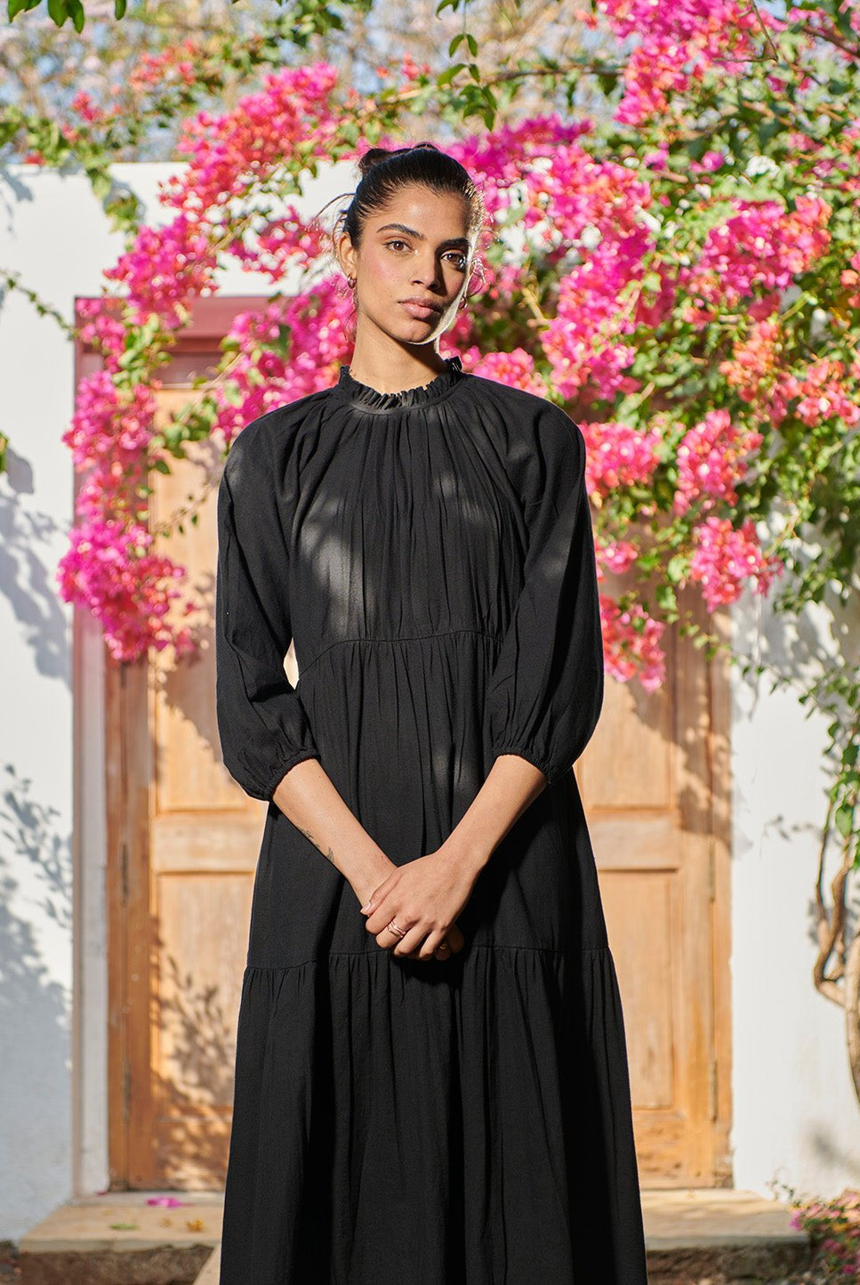 Carbon Co - Linen Three Tiered Dress - CiceroniDressesSaphed