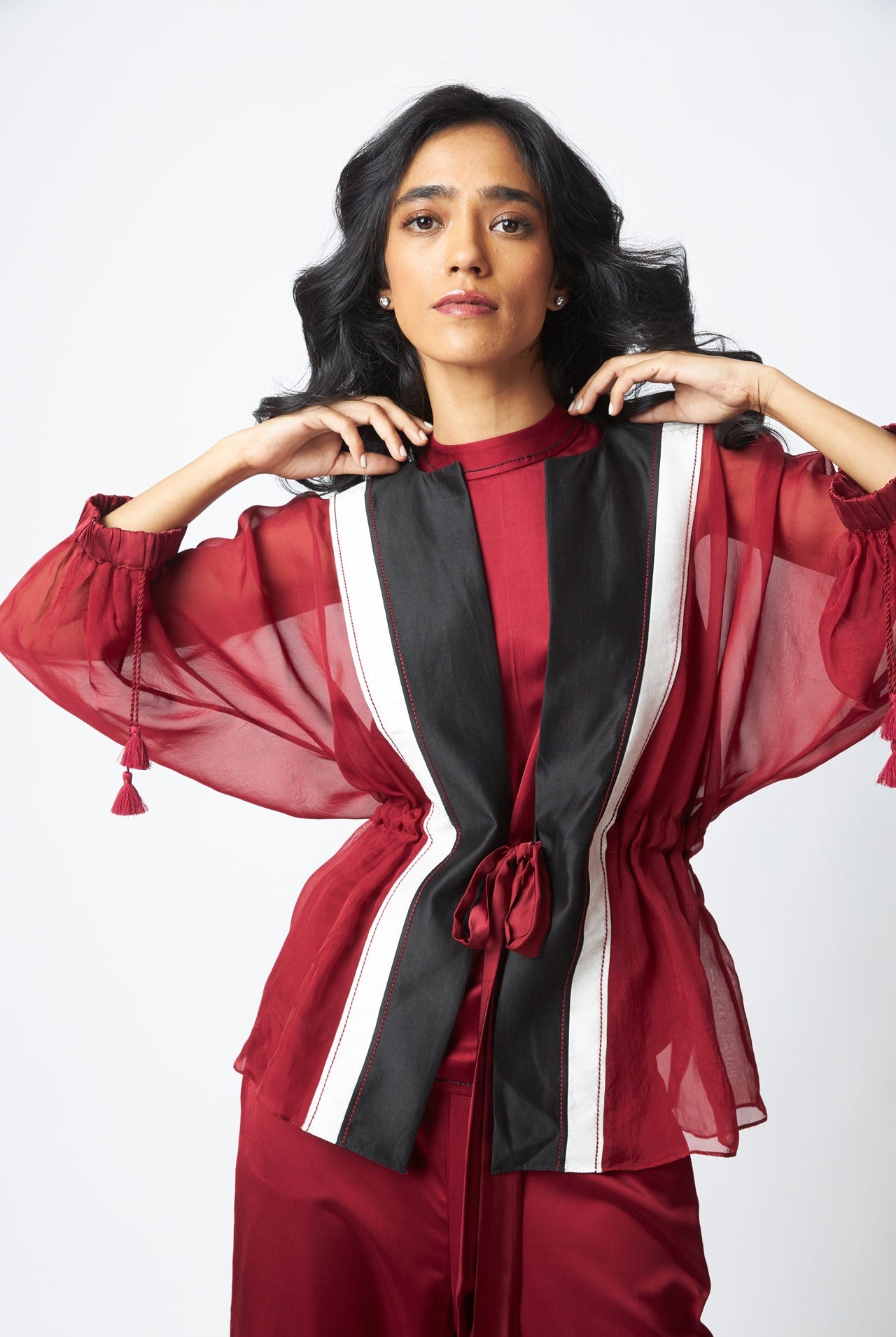 Carla - Sheer Tie - up Jacket & Pants - CiceroniCo - ord SetMadder Much