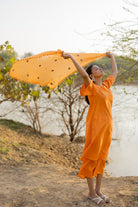 Carrot Orange Kurta and Culottes Set with Jaamdani Scarf - CiceroniKurta Set, Everyday WearMaidaan