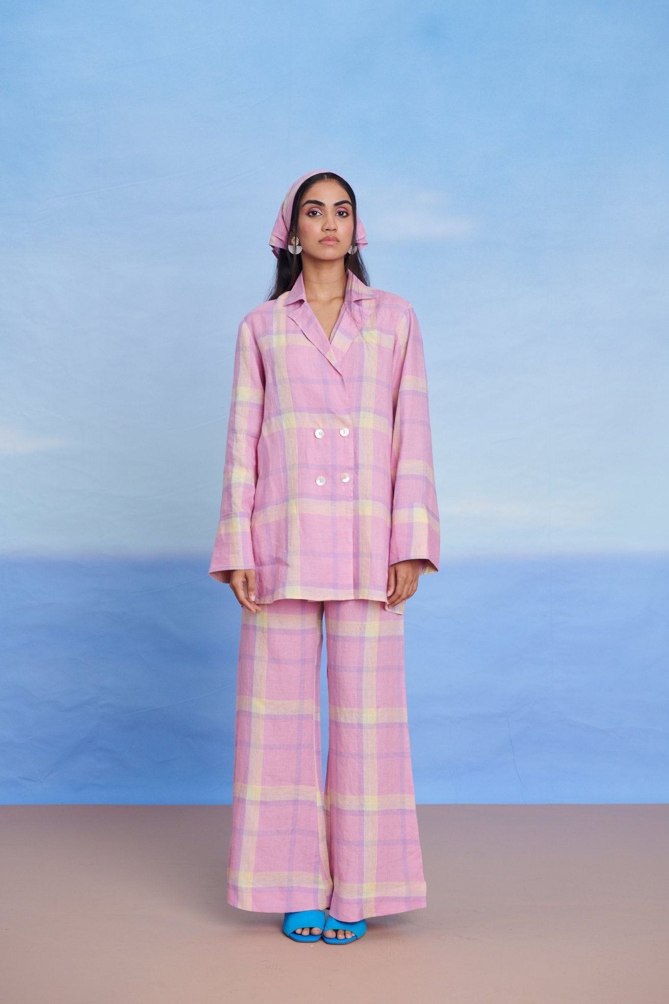 Cassata Linen Bell Bottom Pants - CiceroniPantsSaphed