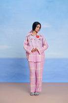 Cassata Linen Oversized Flared Shirt Set - CiceroniCo - ord SetSaphed