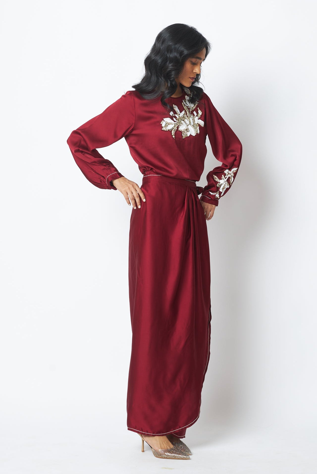 Cathy - One Piece Blouson Drape Skirt - CiceroniDressMadder Much