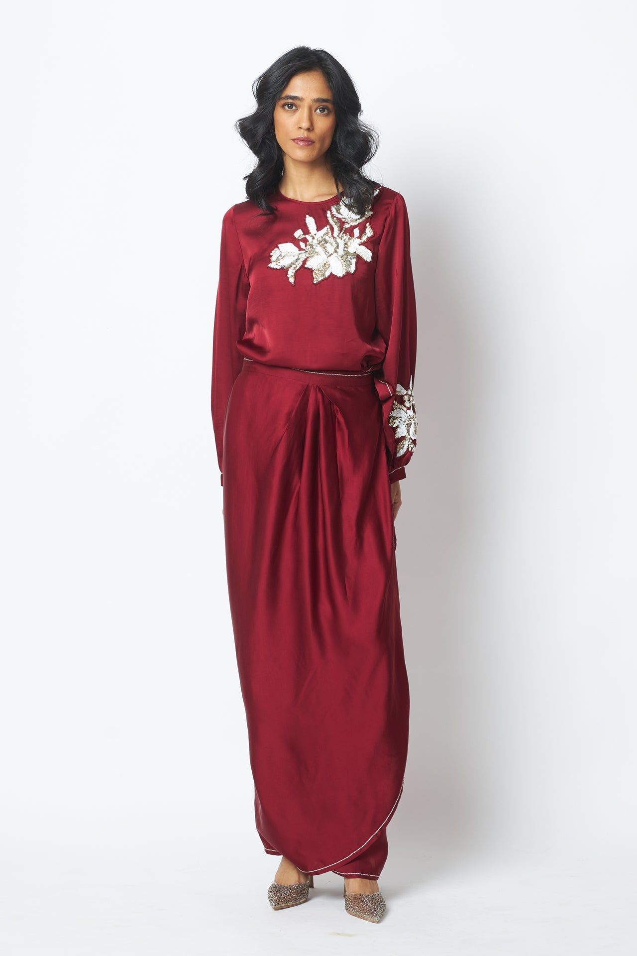 Cathy - One Piece Blouson Drape Skirt - CiceroniDressMadder Much