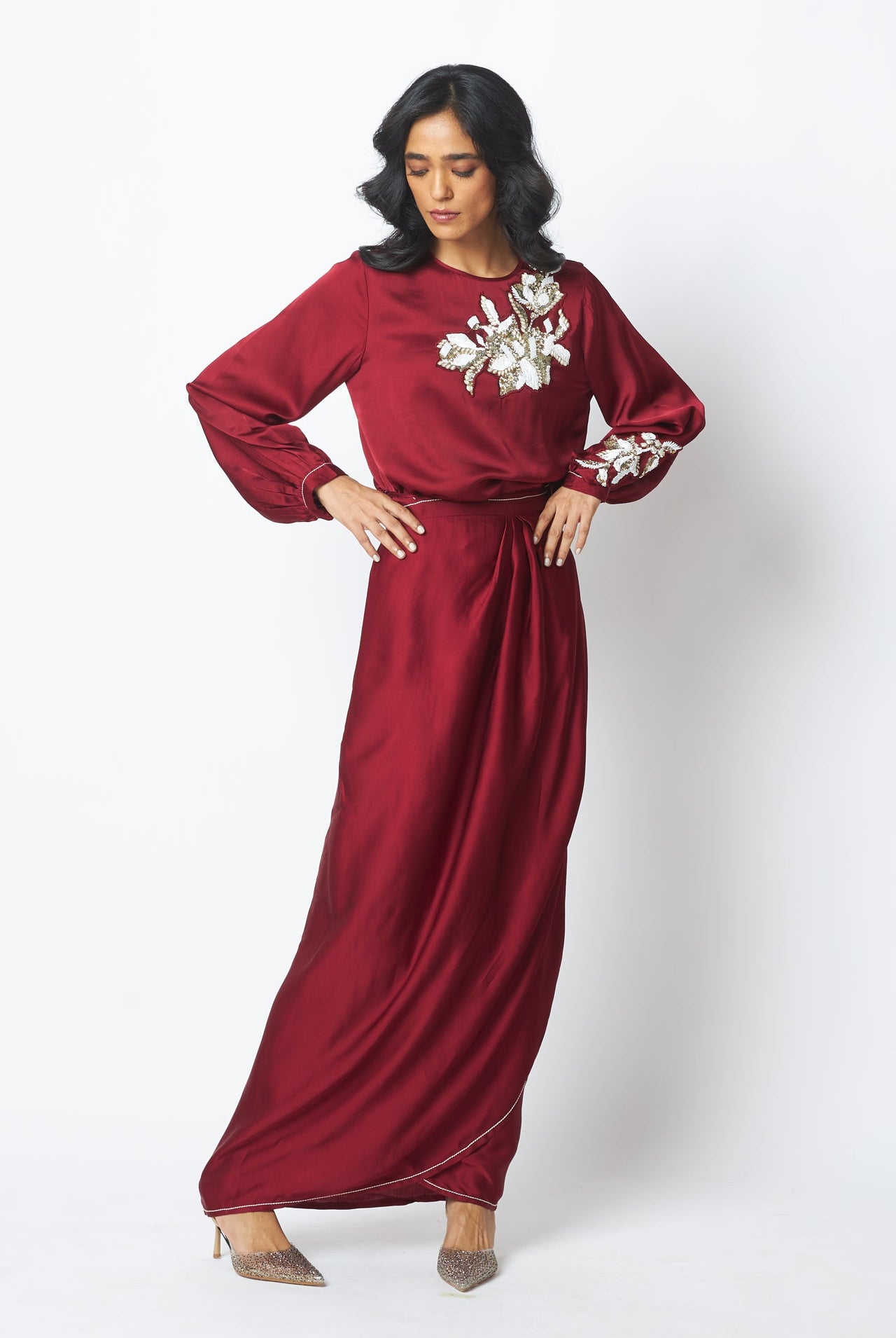 Cathy - One Piece Blouson Drape Skirt - CiceroniDressMadder Much