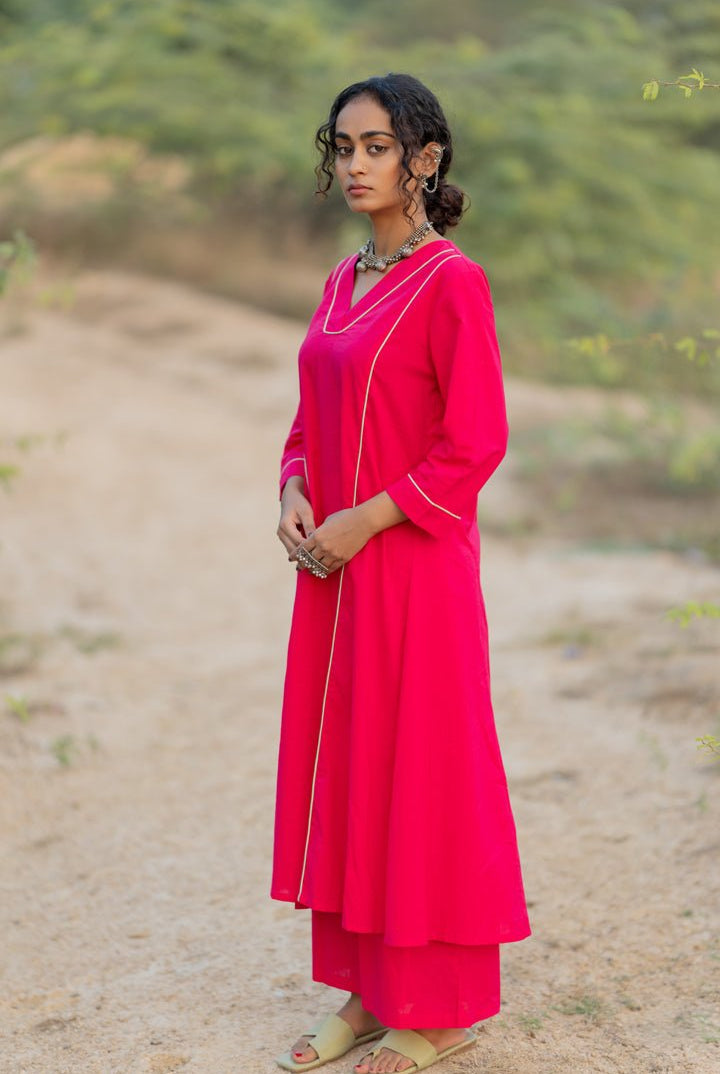 Cerise Kurta Set with Dupatta - CiceroniKurta Set, Everyday WearMaidaan