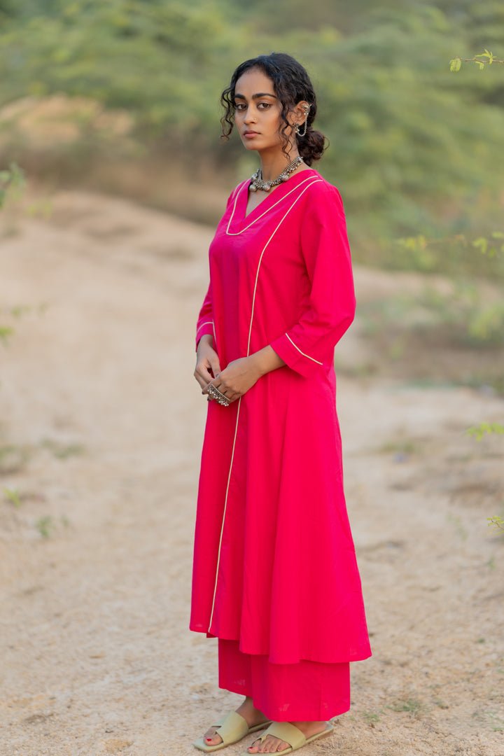 Cerise Kurta Set with Dupatta - CiceroniKurta Set, Everyday WearMaidaan