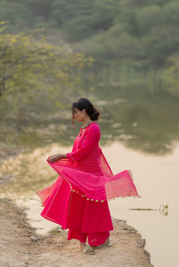 Cerise Kurta Set with Dupatta - CiceroniKurta Set, Everyday WearMaidaan