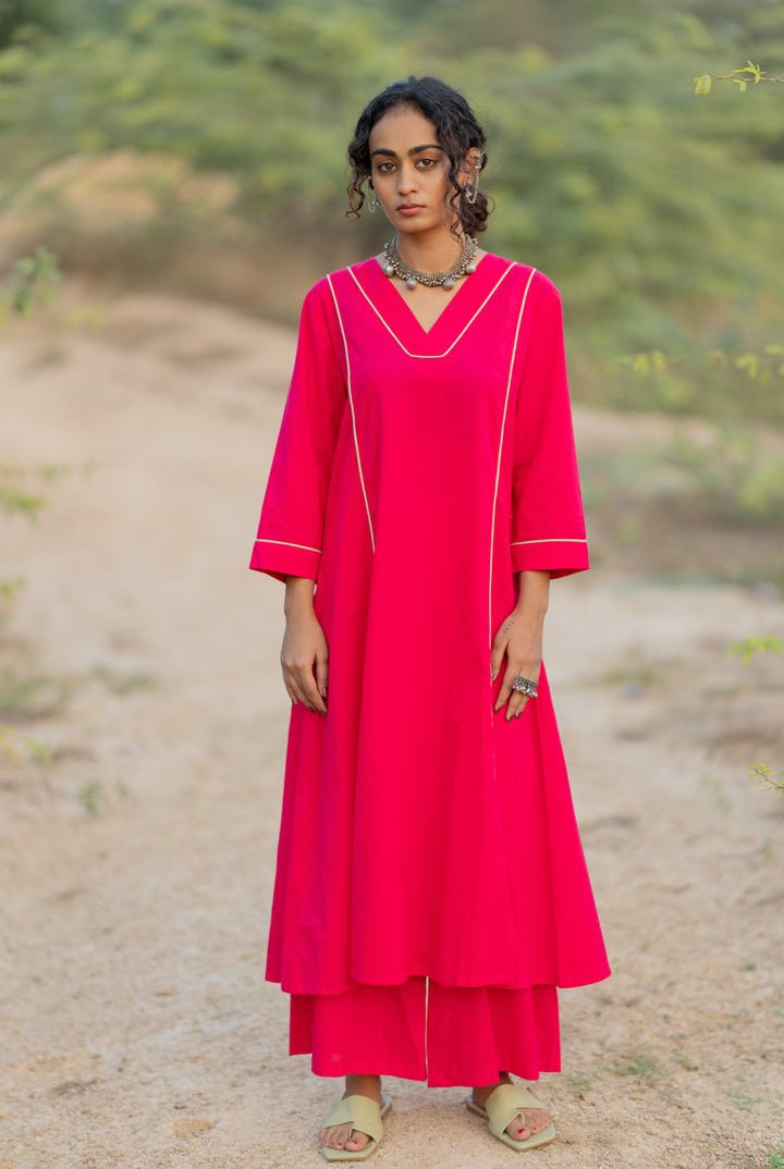 Cerise Kurta Set with Dupatta - CiceroniKurta Set, Everyday WearMaidaan
