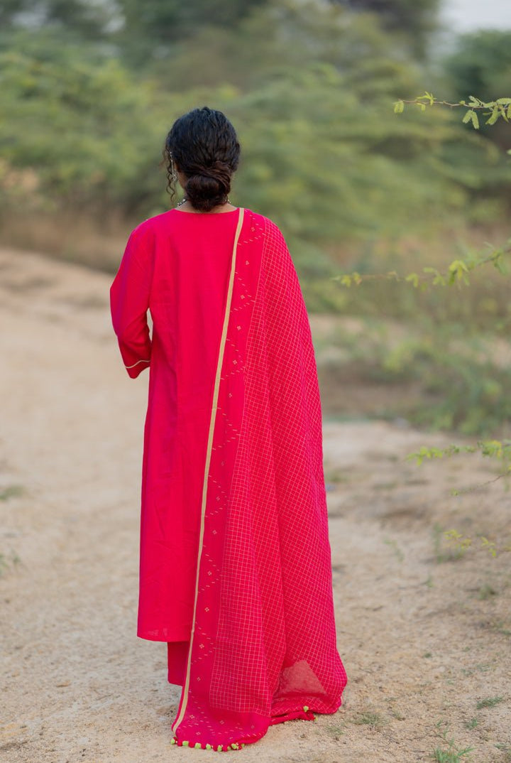 Cerise Kurta Set with Dupatta - CiceroniKurta Set, Everyday WearMaidaan