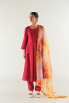 Cerise Pink Ghera Anarkali Set - CiceroniKurta Set, Festive WearTil