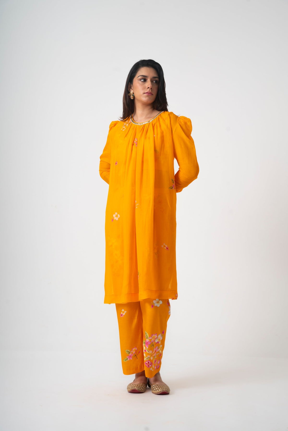 Chafa Blossom Orange Set - CiceroniKurta Set, Festive WearPrachi Kamat