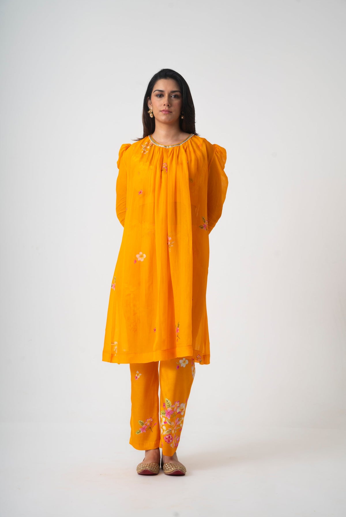 Chafa Blossom Orange Set - CiceroniKurta Set, Festive WearPrachi Kamat
