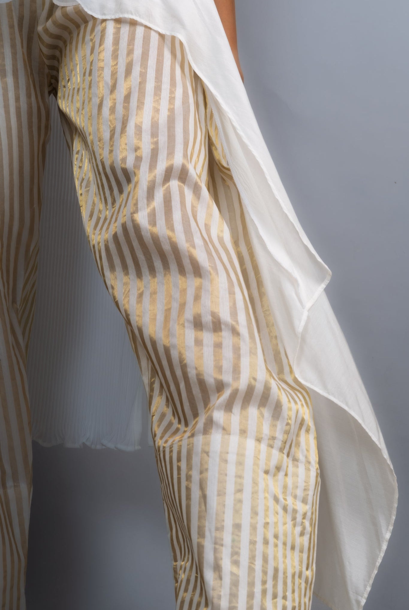 Chanderi Gold Leaf & Stripe Festive Ensemble - CiceroniCo - ord SetOtouto