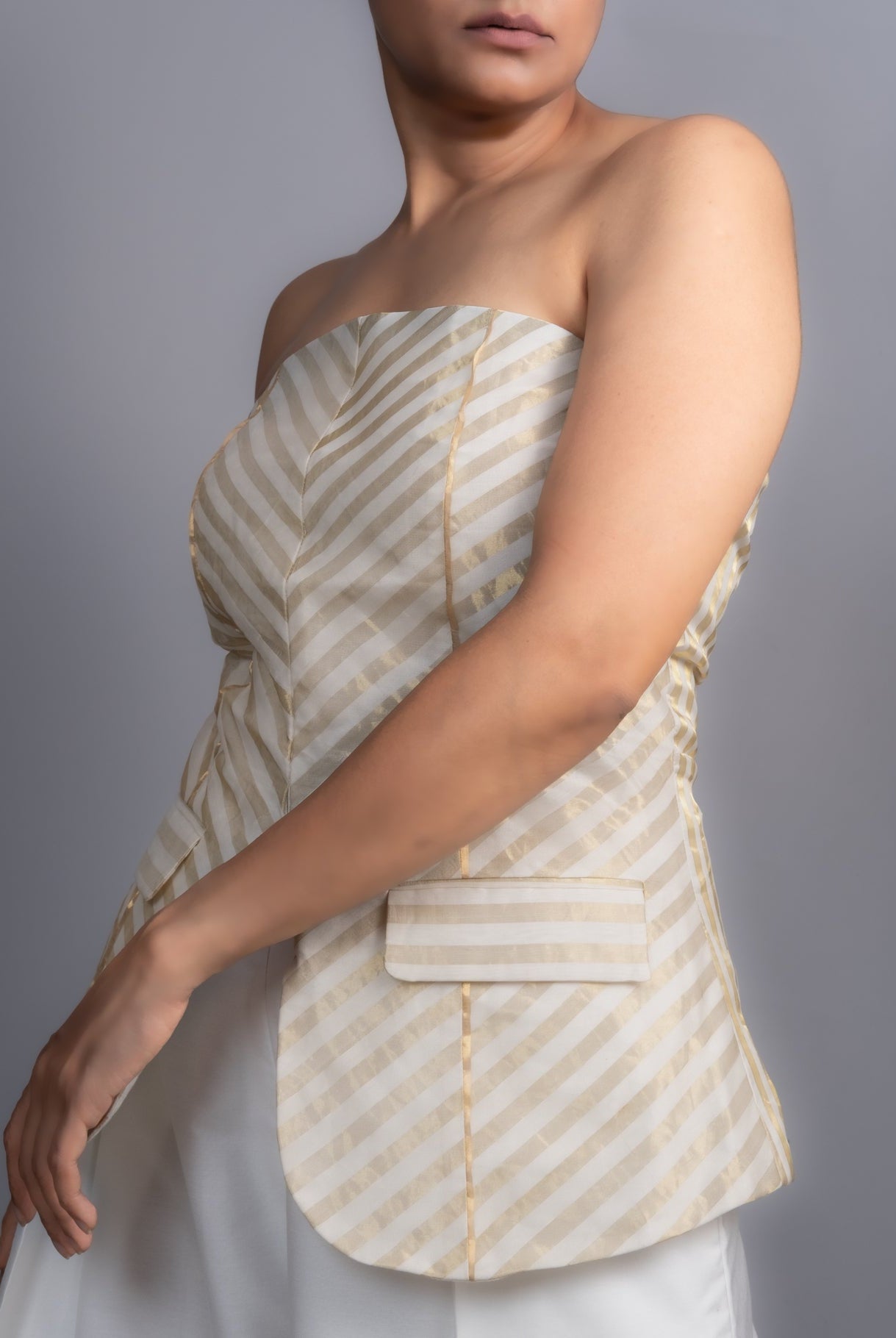 Chanderi Striped Tube and Silk Trousers Set - CiceroniCo - ord SetOtouto