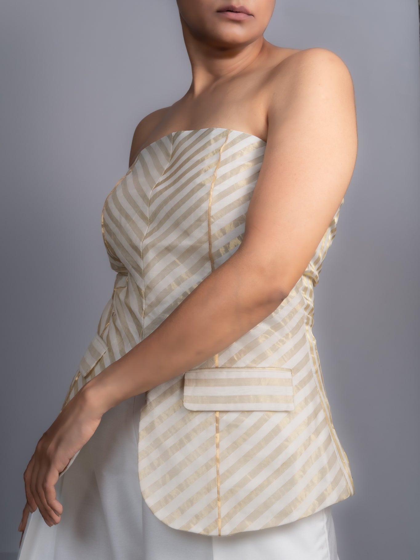 Chanderi Striped Tube and Silk Trousers Set - CiceroniCo - ord SetOtouto