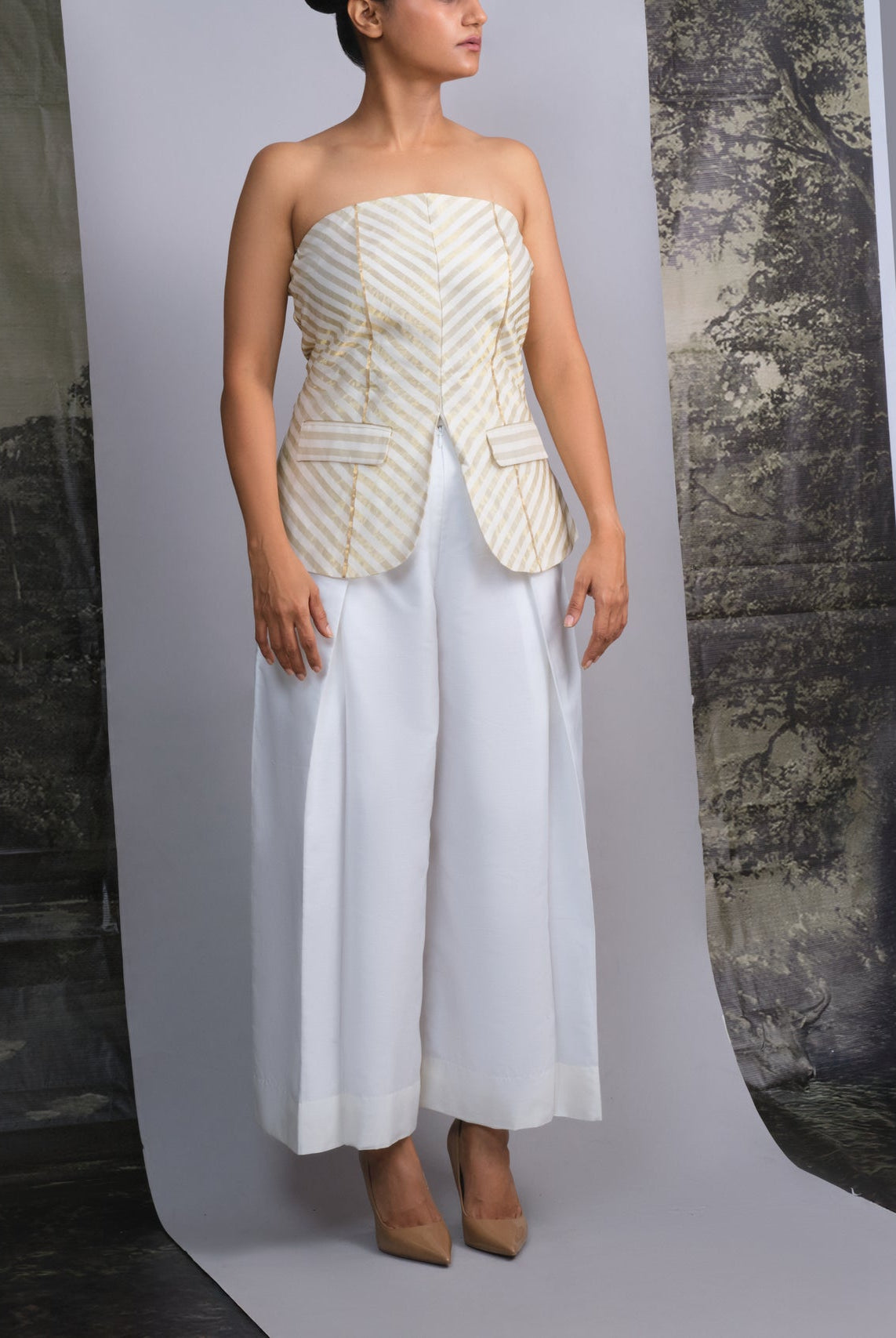 Chanderi Striped Tube and Silk Trousers Set - CiceroniCo - ord SetOtouto
