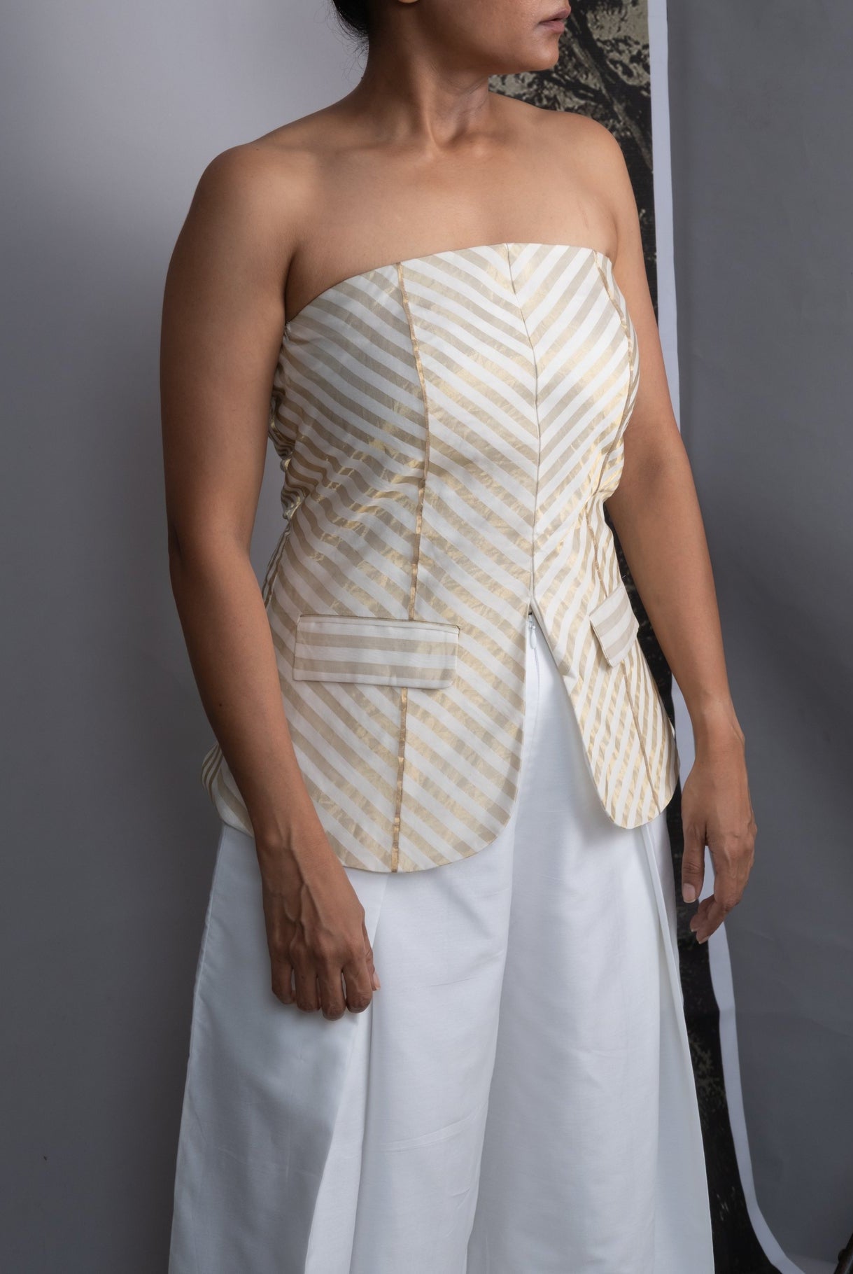 Chanderi Striped Tube and Silk Trousers Set - CiceroniCo - ord SetOtouto