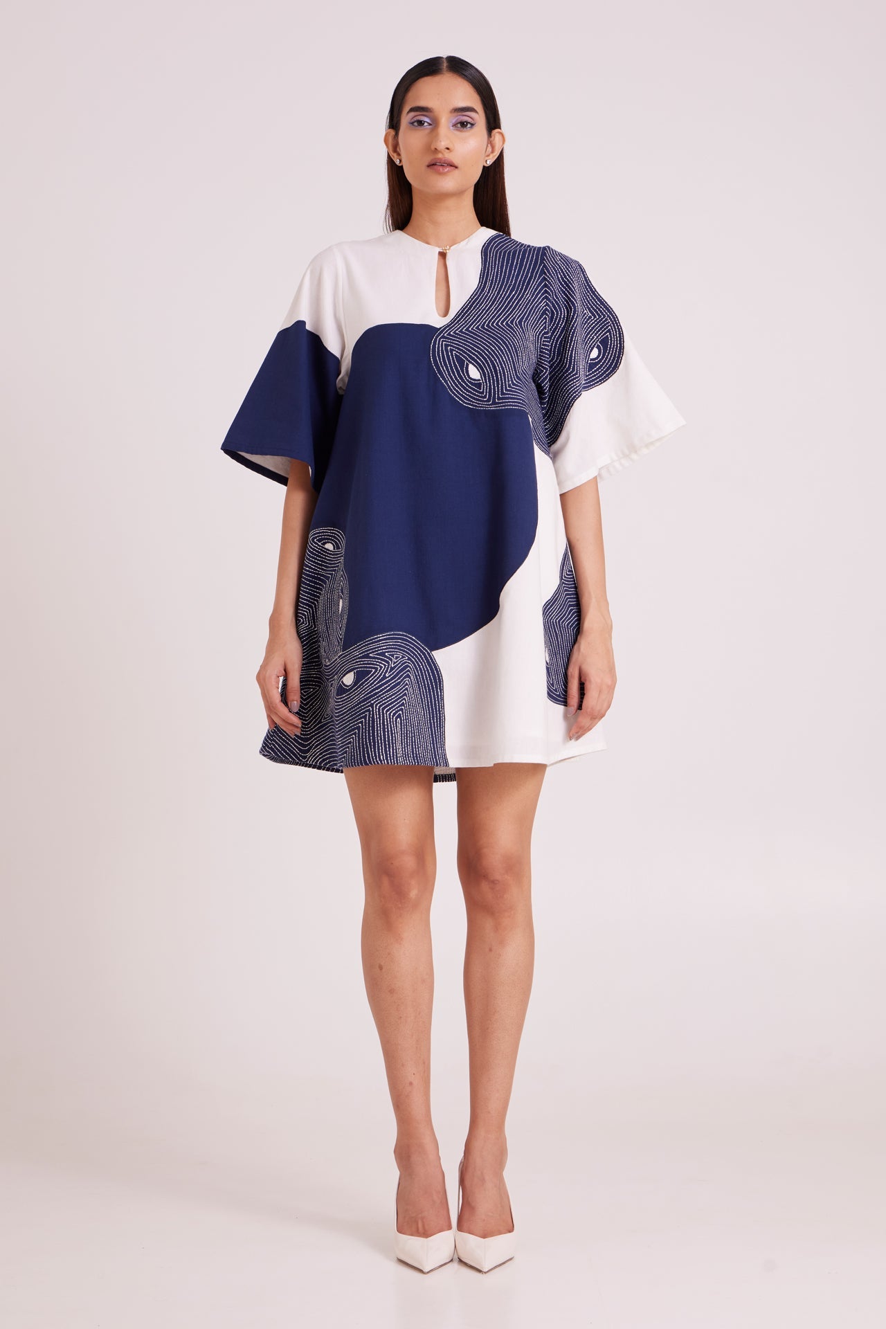 Chandra - Embroidered Full Moon Short Dress - CiceroniDressMadder Much