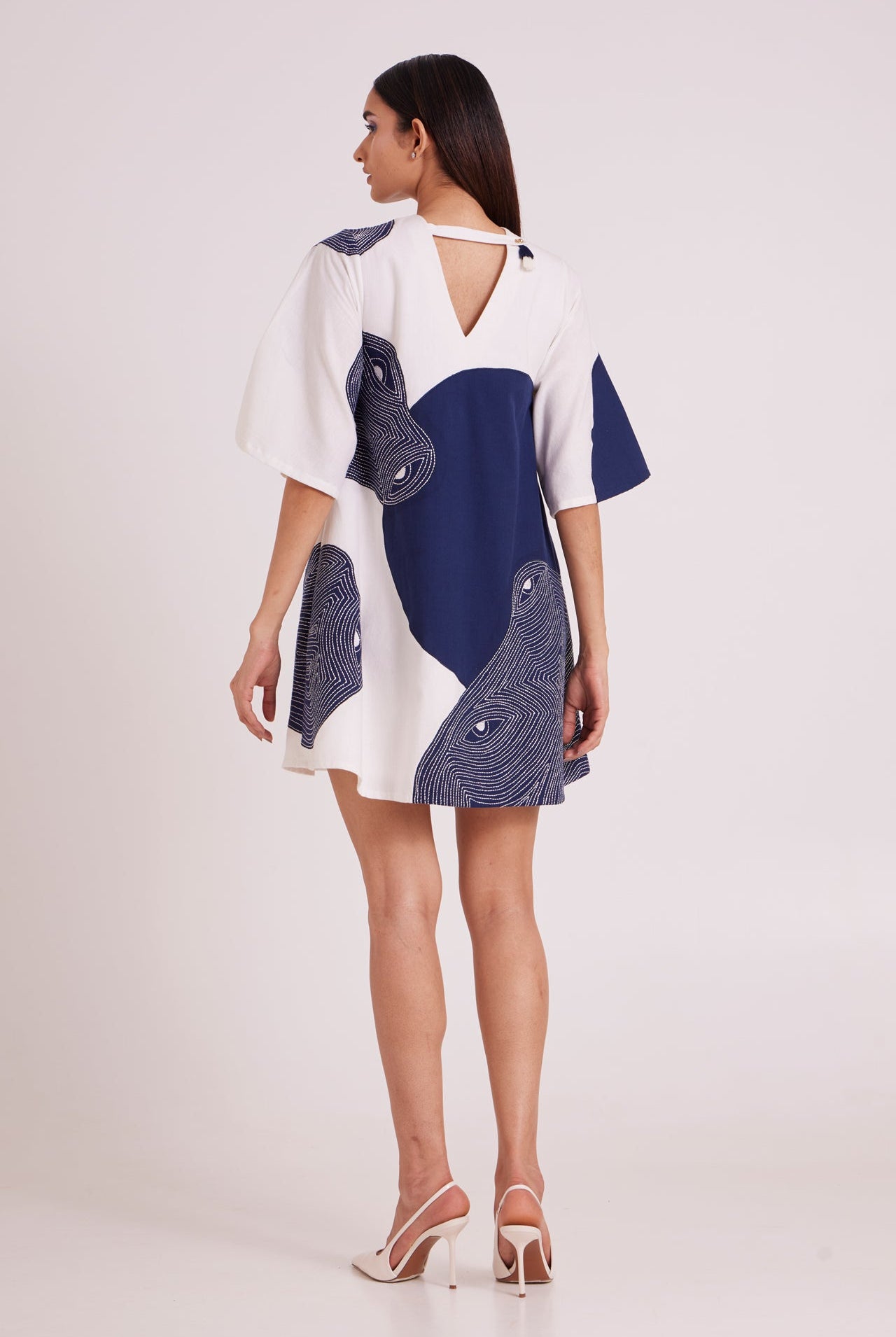 Chandra - Embroidered Full Moon Short Dress - CiceroniDressMadder Much