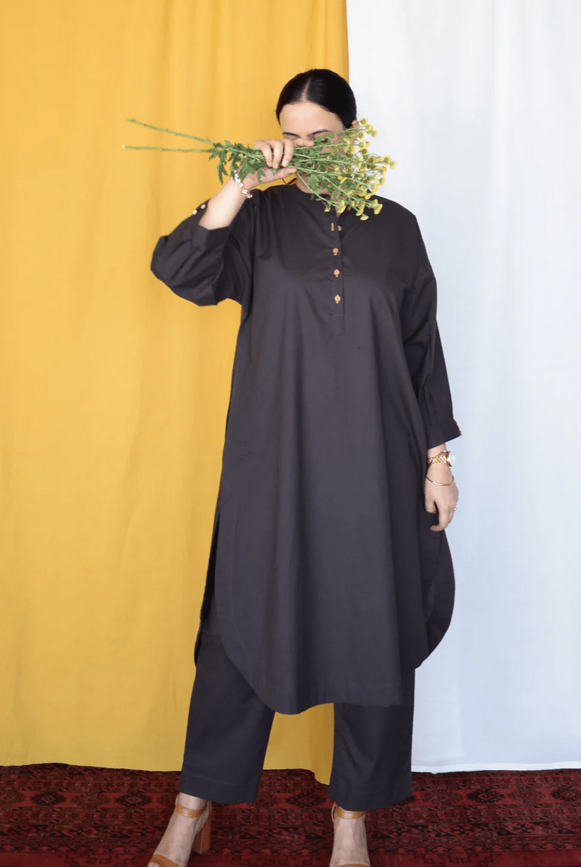 Charcoal Antifit Kurta with Placket - CiceroniKurta, Everyday WearHouse of Moxa