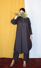 Charcoal Antifit Kurta with Placket - CiceroniKurta, Everyday WearHouse of Moxa
