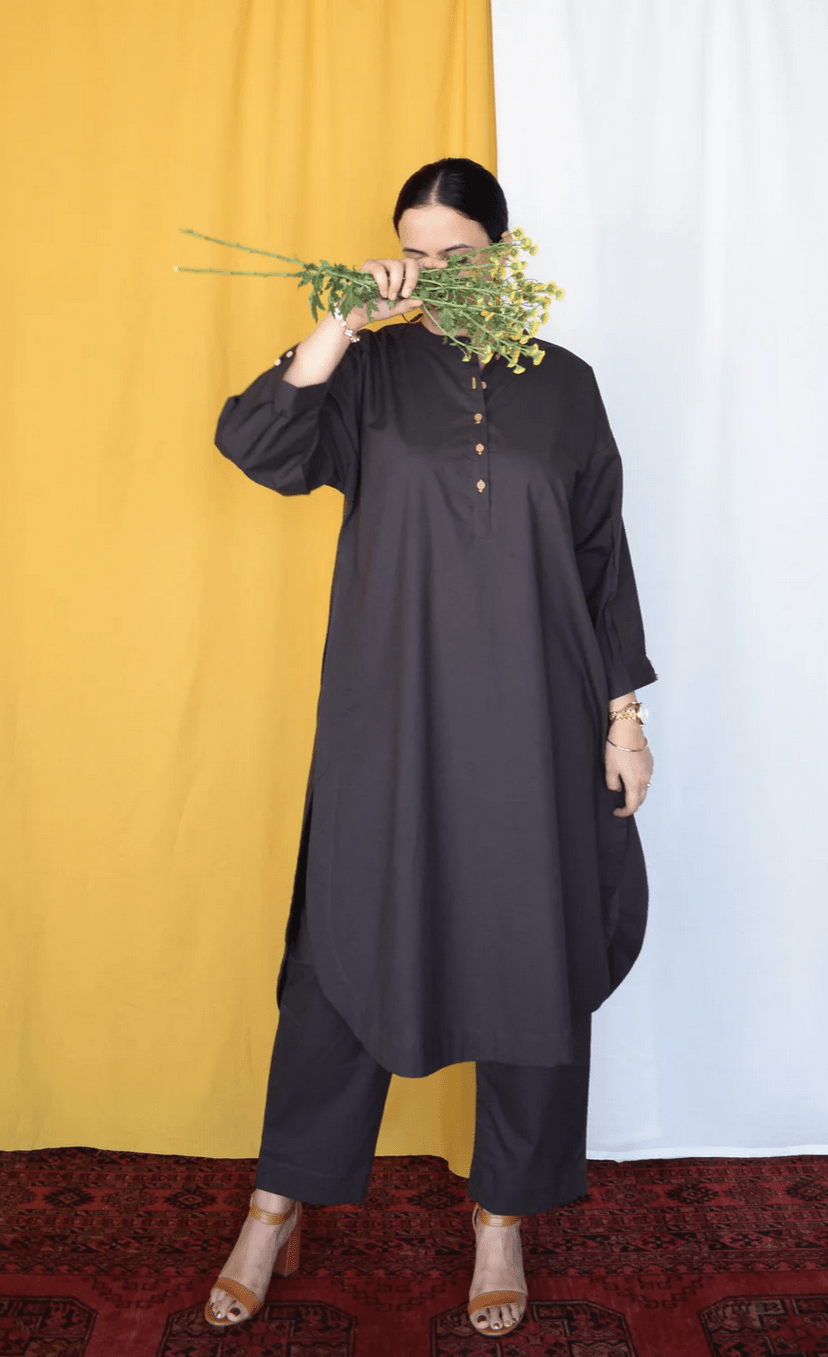 Charcoal Antifit Kurta with Placket - CiceroniKurta, Everyday WearHouse of Moxa