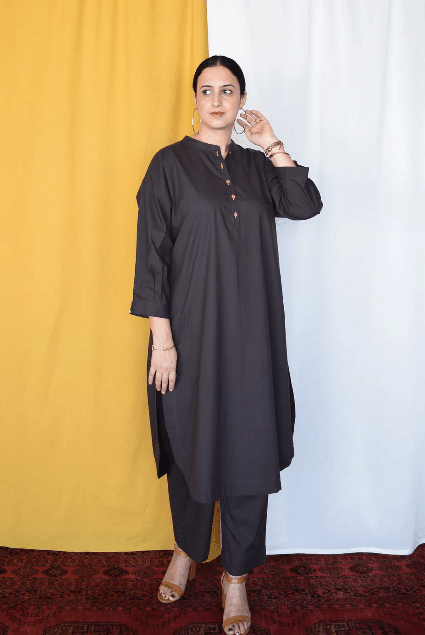 Charcoal Antifit Kurta with Placket - CiceroniKurta, Everyday WearHouse of Moxa