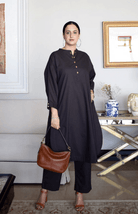 Charcoal Antifit Kurta with Placket - CiceroniKurta, Everyday WearHouse of Moxa